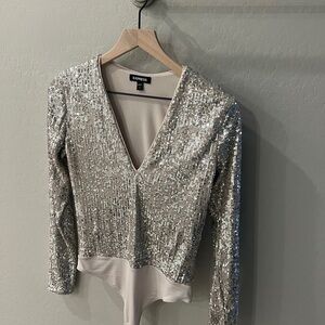 Express sequin thong bodysuit